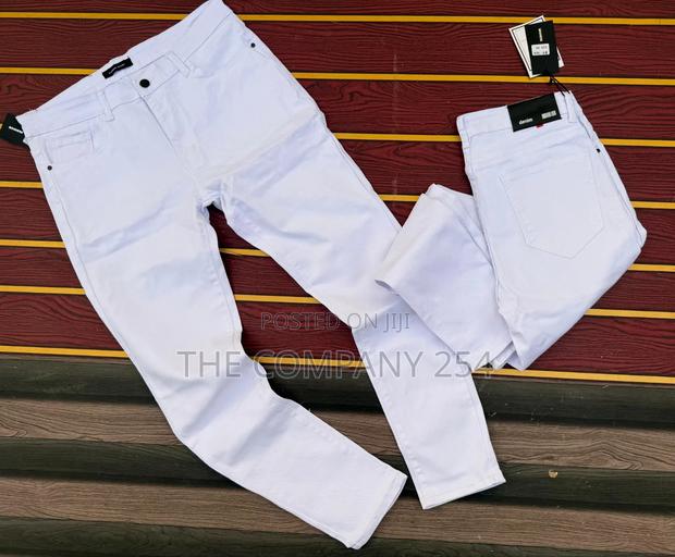 Quality Casual Plain Denim White Jeans for Men - thumbnail 2