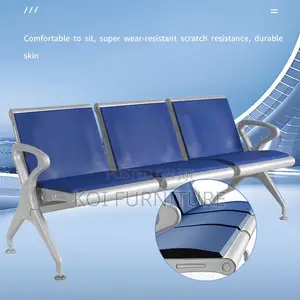 Office Bench : Kinbor 3-Seat Blue Waiting Room Chairs