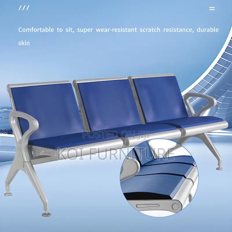 Office Bench : Kinbor 3-Seat Blue Waiting Room Chairs