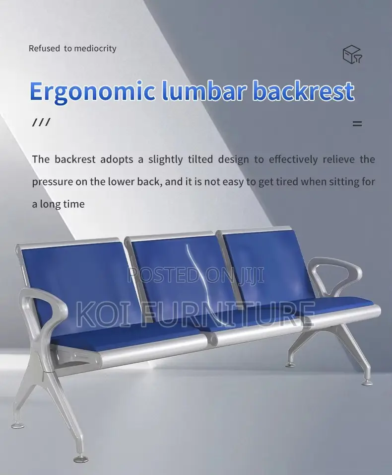 Office Bench : Kinbor 3-Seat Blue Waiting Room Chairs