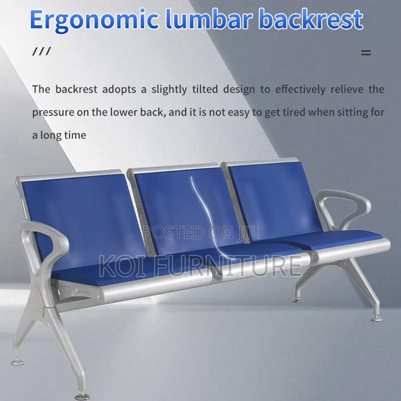 Office Bench : Kinbor 3-Seat Blue Waiting Room Chairs