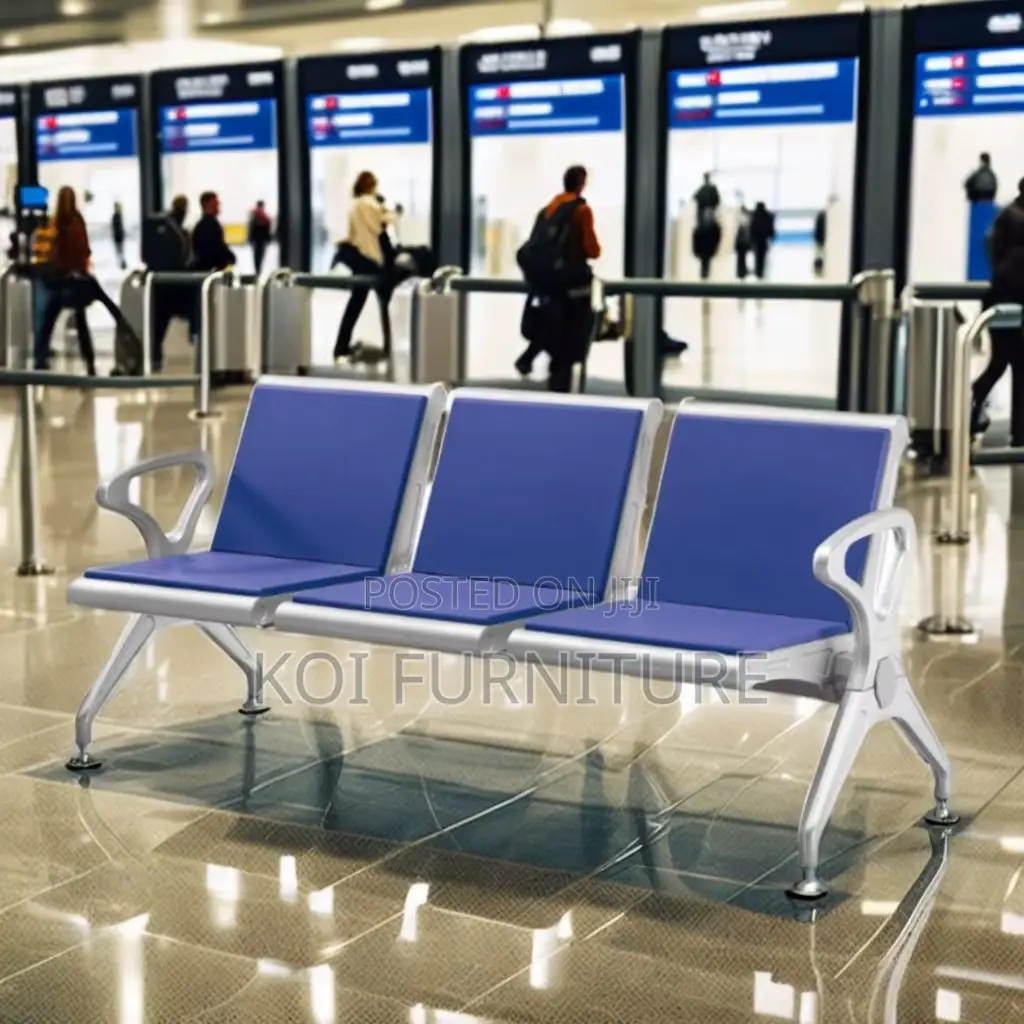 Office Bench : Kinbor 3-Seat Blue Waiting Room Chairs