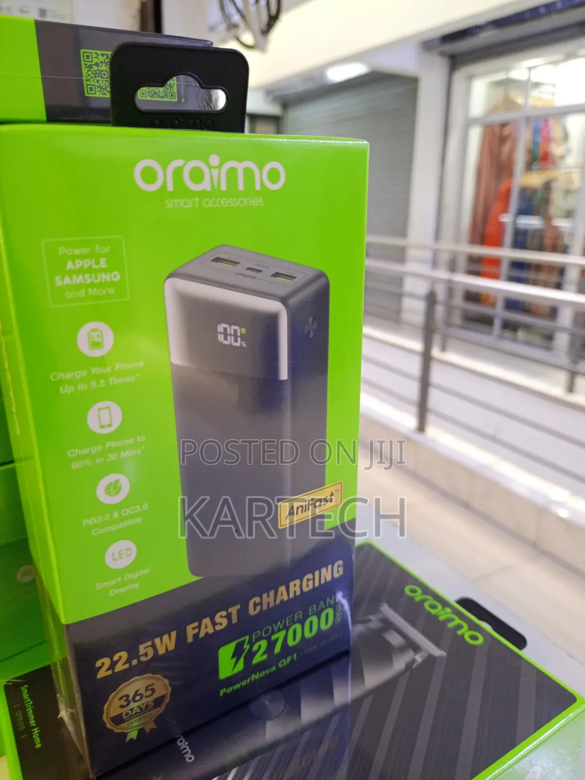 Oraimo 27000mah 22.5w Fast Charging Power Bank With 3 Output Ports