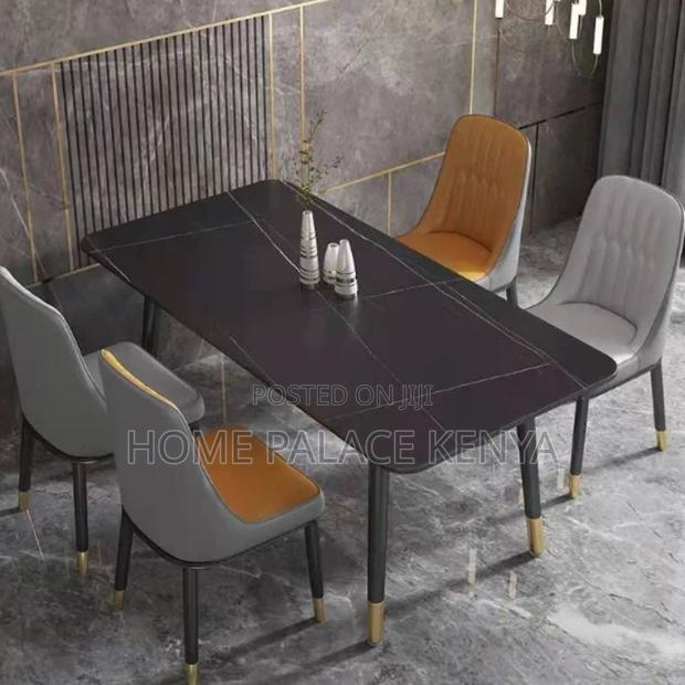 Dining Set: Bamboo Dining Table With Rock Slab Top and Chairs - thumbnail 3