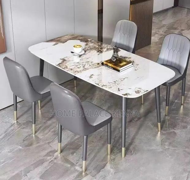 Dining Set: Bamboo Dining Table With Rock Slab Top and Chairs - thumbnail 6