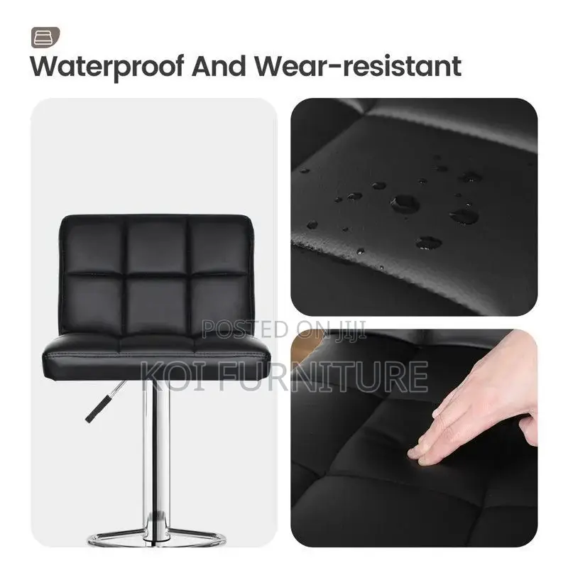 Bar Stool : Brux Bar Chair in Black Synthetic Leather