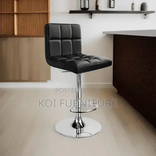 Bar Stool : Brux Bar Chair in Black Synthetic Leather