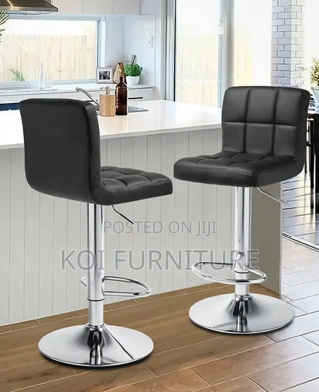 Bar Stool : Brux Bar Chair in Black Synthetic Leather