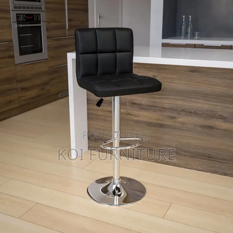 Bar Stool : Brux Bar Chair in Black Synthetic Leather
