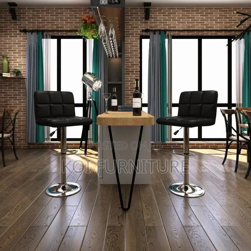 Bar Stool : Brux Bar Chair in Black Synthetic Leather