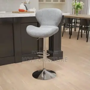 Office Chair Contemporary Light Grey Fabric Swivel Bar Stool