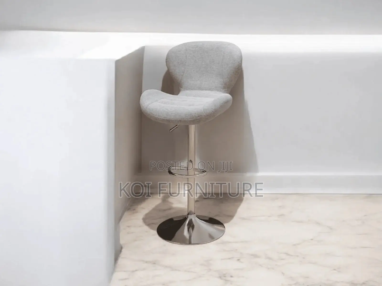 Office Chair Contemporary Light Grey Fabric Swivel Bar Stool