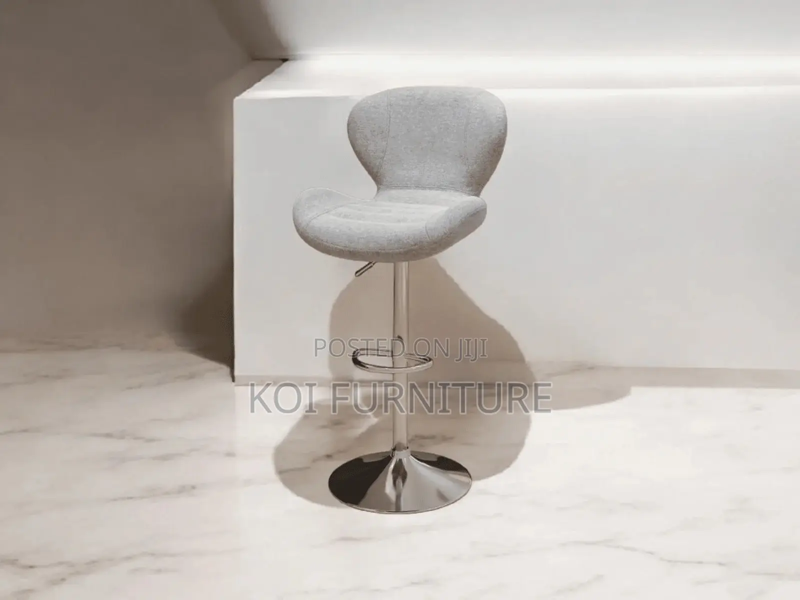 Office Chair Contemporary Light Grey Fabric Swivel Bar Stool