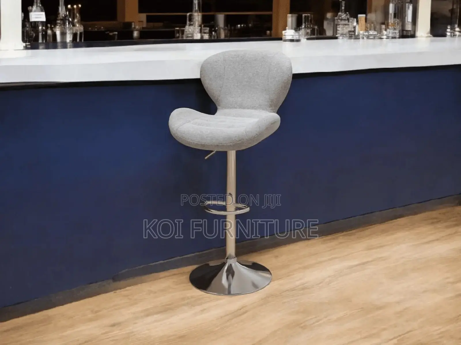 Office Chair Contemporary Light Grey Fabric Swivel Bar Stool