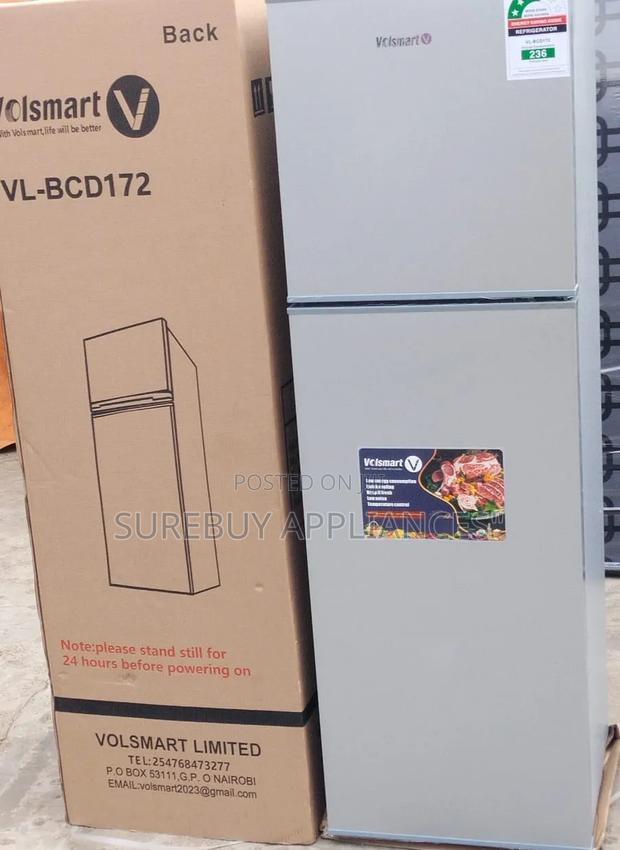 Volsmart 172l Premium Double Door Refrigerator – Silver Finish