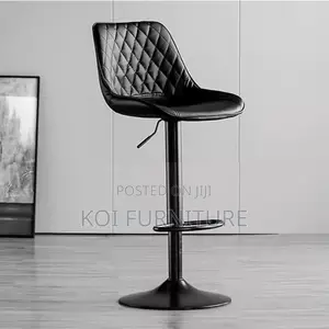 Barstool:Modern Black Bar Stool-Diamond-Stitched Pu Leather Upholstery