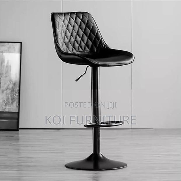 Barstool:Modern Black Bar Stool-Diamond-Stitched Pu Leather Upholstery - thumbnail 3