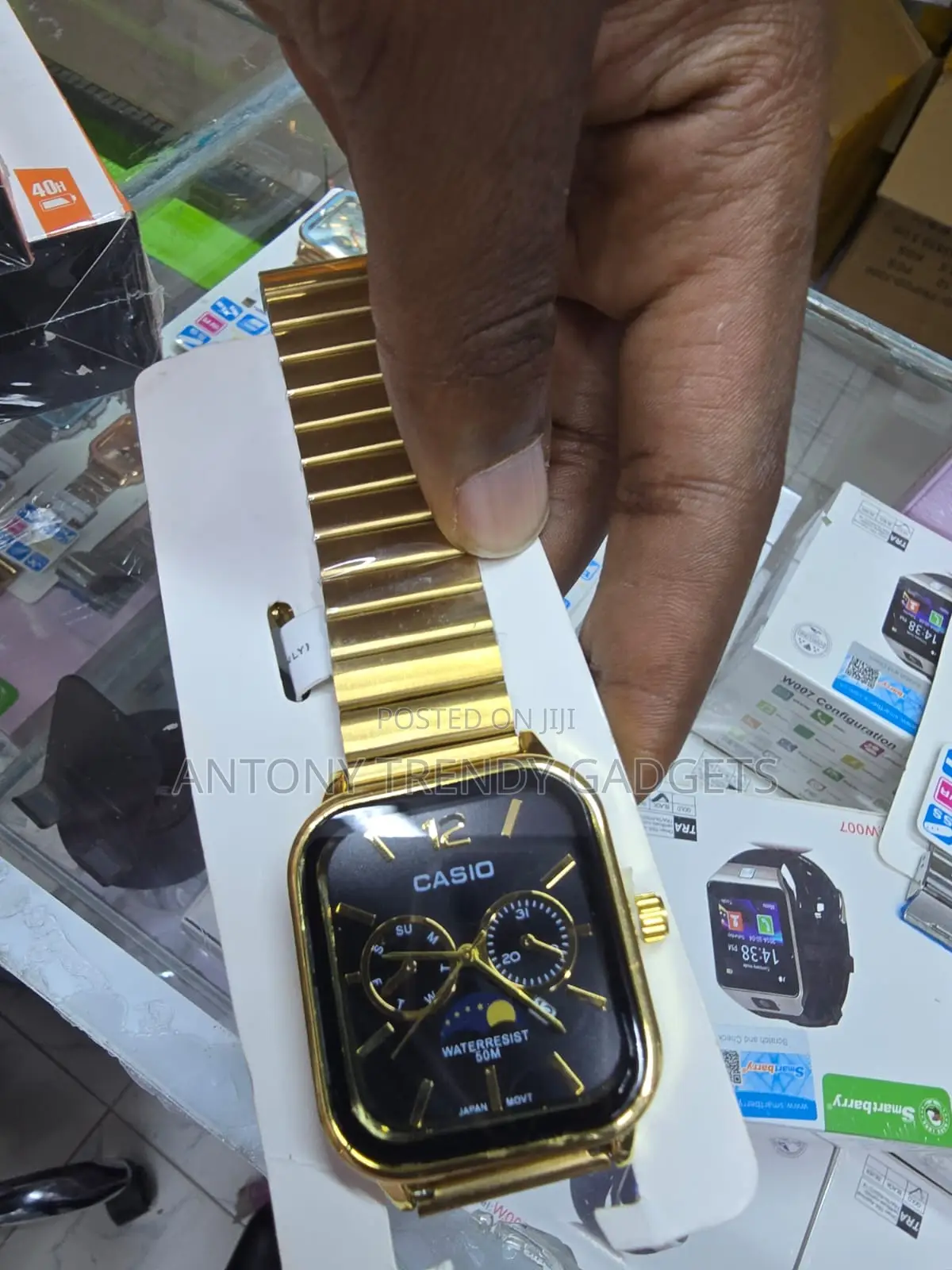 Casio Square Moon Phase Quartz Stainless Steel Watch