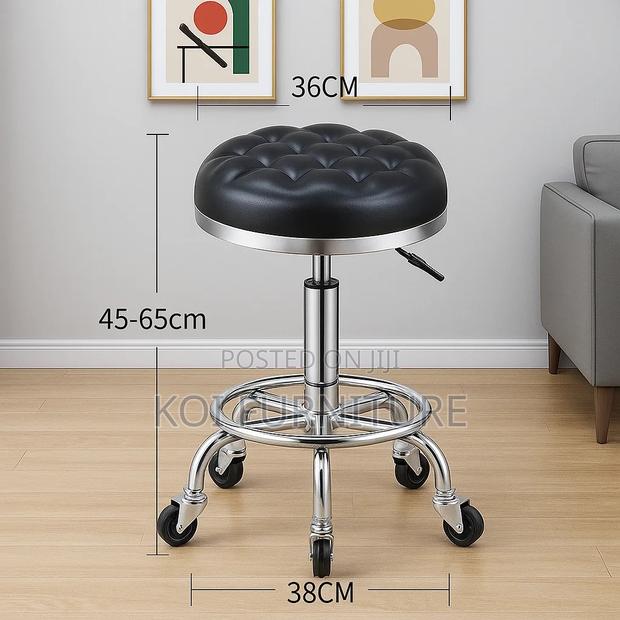 Bar Chairs : Fashion Adjustable Black Swivel Salon Stool - thumbnail 4