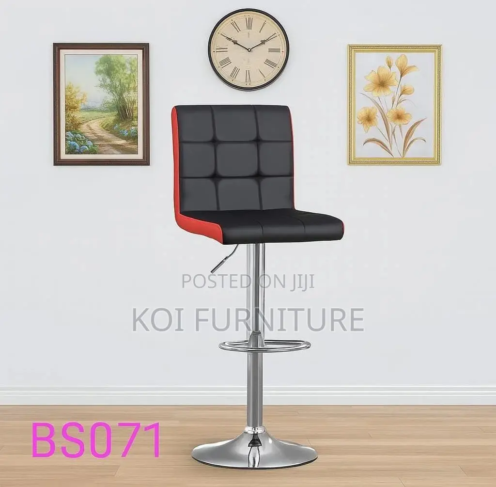 Barstool Sleek Black and Red Leatherette Bar Chair