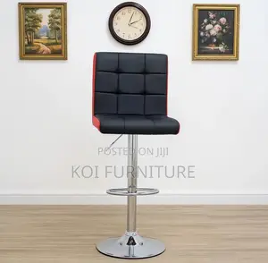 Barstool Sleek Black and Red Leatherette Bar Chair