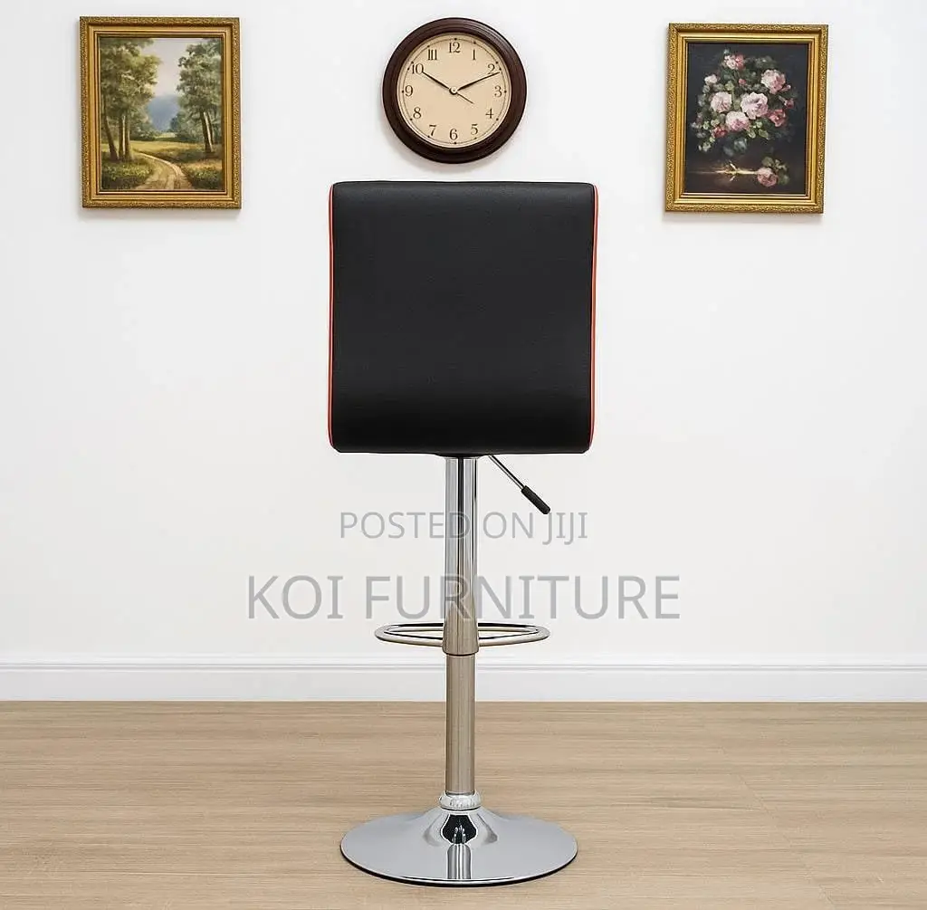 Barstool Sleek Black and Red Leatherette Bar Chair