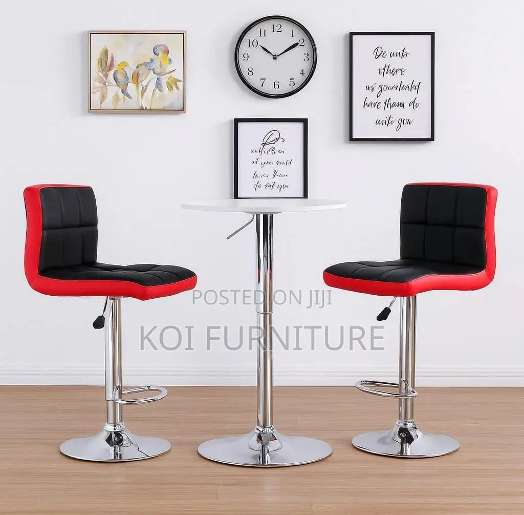Barstool Sleek Black and Red Leatherette Bar Chair