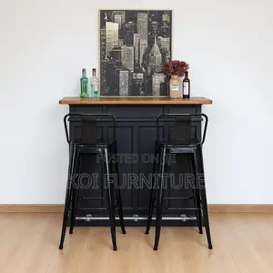 Barstool : Black Industrial-Style Metal Bar Stools