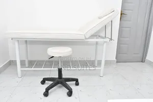Massage Bed With Rolling Stool - White