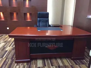 Desk : 1.6m Luxurious Executive Office Desk – Dark Wood Grain Finish