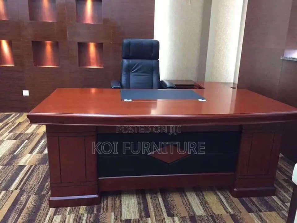 Desk : 1.6m Luxurious Executive Office Desk – Dark Wood Grain Finish