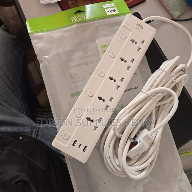 Caston Extension Cables Socket Multiplug 5 Way 10 Metres 3 Usb