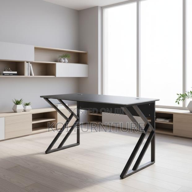 Office Desk : 1.2m G12 Black Computer Desk With Modern Metal Frame - thumbnail 3