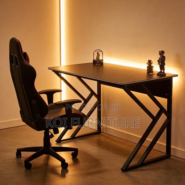 Office Desk : 1.2m G12 Black Computer Desk With Modern Metal Frame - thumbnail 4