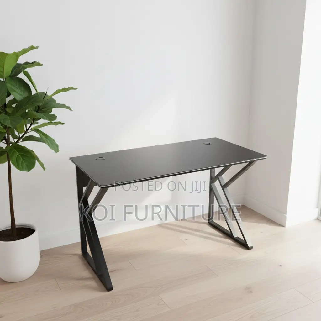 Office Desk : 1.2m G12 Black Computer Desk With Modern Metal Frame