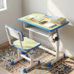 Height-Adjustable Kids Study Desk and Chair Set
