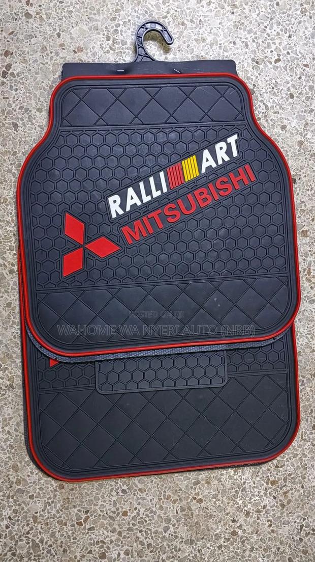 Mitsubishi Premium Floor Mats - Black and Red, Branded - main view