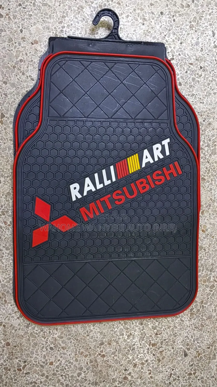 Mitsubishi Premium Floor Mats - Black and Red, Branded