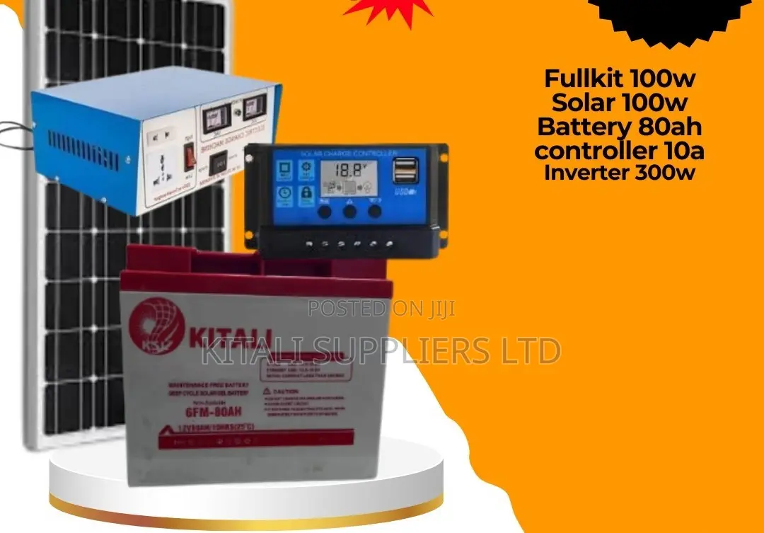 100w Off-Grid Solar Power Kit With 80ah Battery 300w Inverter