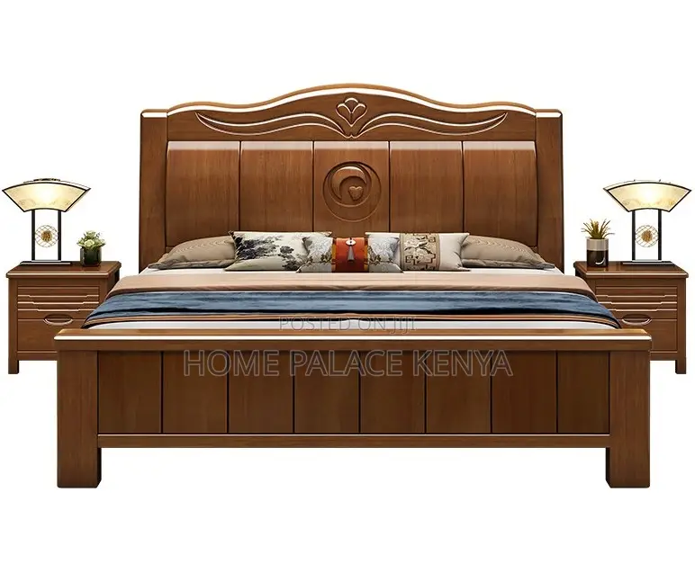 Hardwood Bed: Modern King Size Bed,10inch Matress and 2 Nightstands