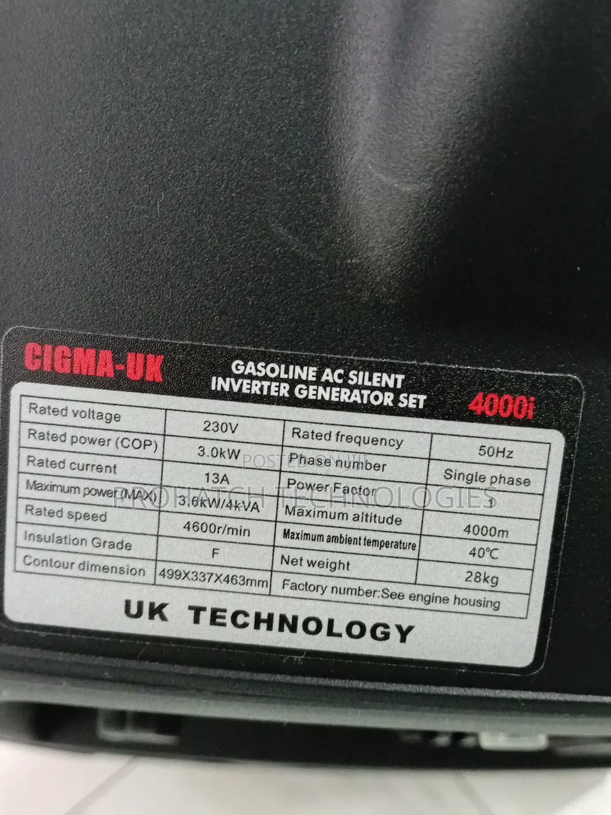 Cigma Uk 4kva Silent Inverter Generator 4000i