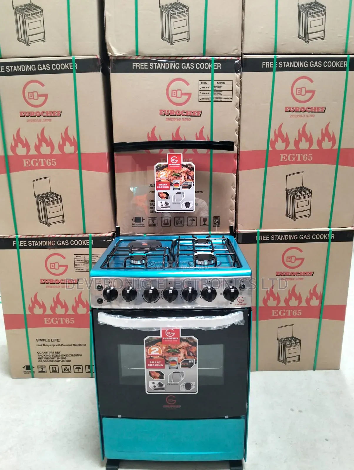 60*65 Eurochef Free Standing 3 Gas Burner +1 Electric