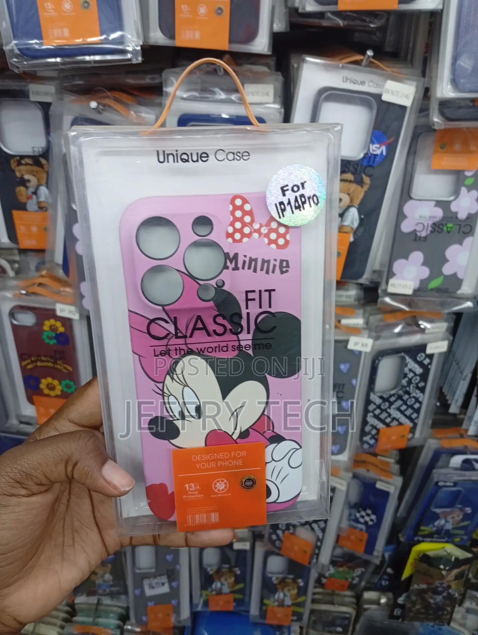 Pink Case Brand Disney Minnie Mouse Phone Case for an iPhone 14 Pro.