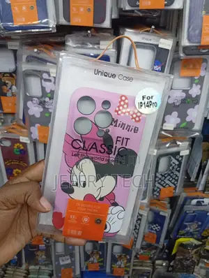 Pink Case Brand Disney Minnie Mouse Phone Case for an iPhone 14 Pro.