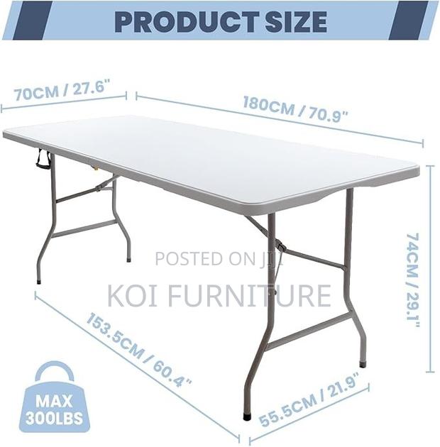 Outdoor Table :6ft Rectangular Foldable Plastic Table - thumbnail 7