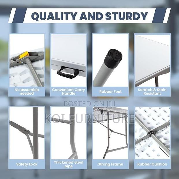 Outdoor Table :6ft Rectangular Foldable Plastic Table - thumbnail 8