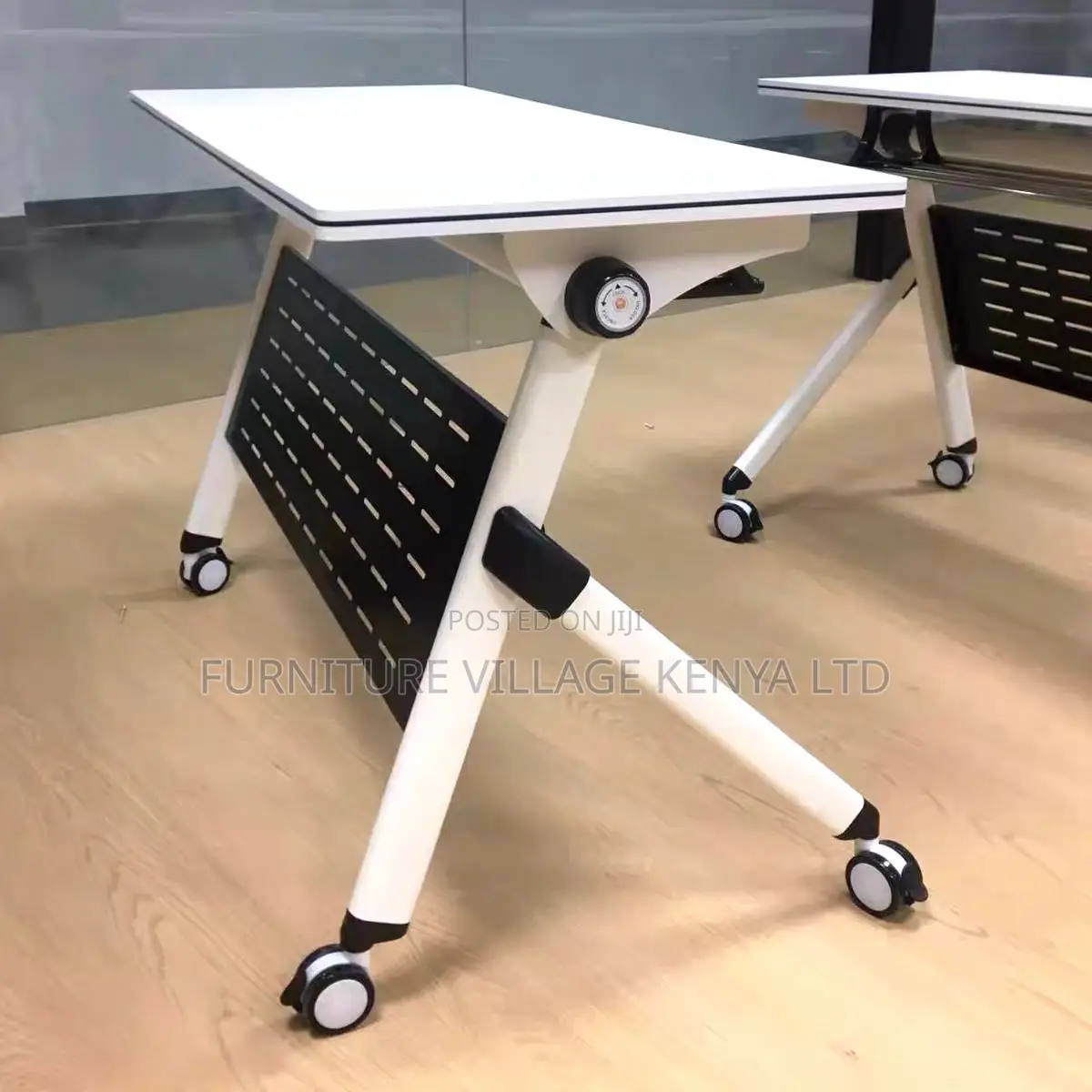 120cm White Wood Foldable Training Table