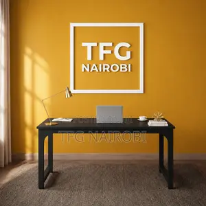 1.6m Black Computer Table With Metallic Frame | Black Study Desk