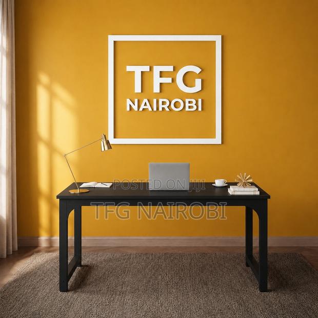 1.6m Black Computer Table With Metallic Frame | Black Study Desk