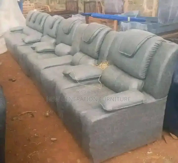 Grey Leather 7 Seater Sofa